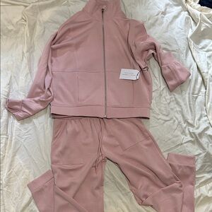 Blush Pink Zip-Up Tracksuit Set